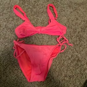 Two piece pink kids swimsuit
